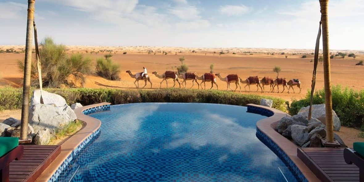 Pool with desert view at Al Maha in Dubai