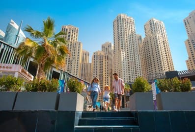 family at the beach jbr shopping dubai