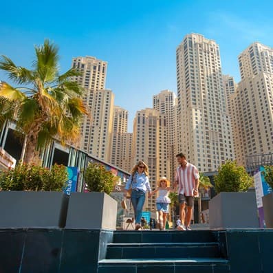 family at the beach jbr shopping dubai