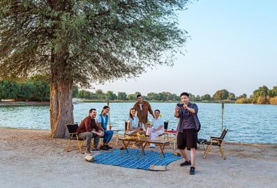 family jumping fun dubai desert