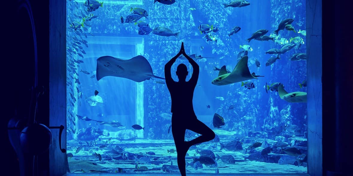 Underwater Yoga at Lost Chambers Aquarium at Atlantis