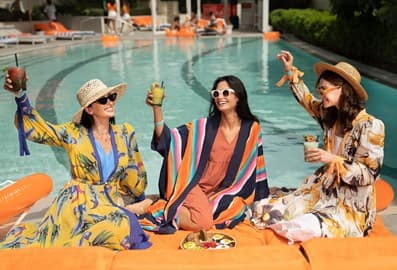 swimming pool outdoors drinks ladies celebration