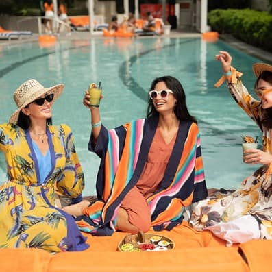 swimming pool outdoors drinks ladies celebration