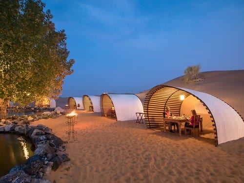 Dubai desert safari options can include overnight camping.
