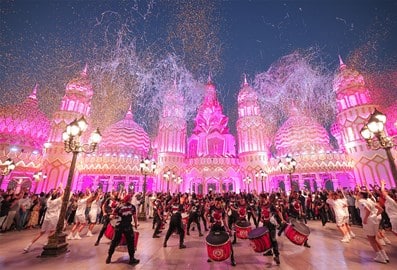 global village fireworks dubai outdoors night dancers