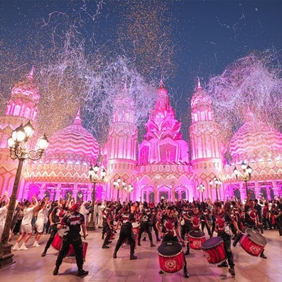 global village fireworks dubai outdoors night dancers