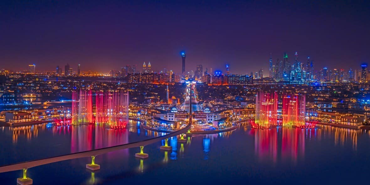 The View at The Palm Skyline at night