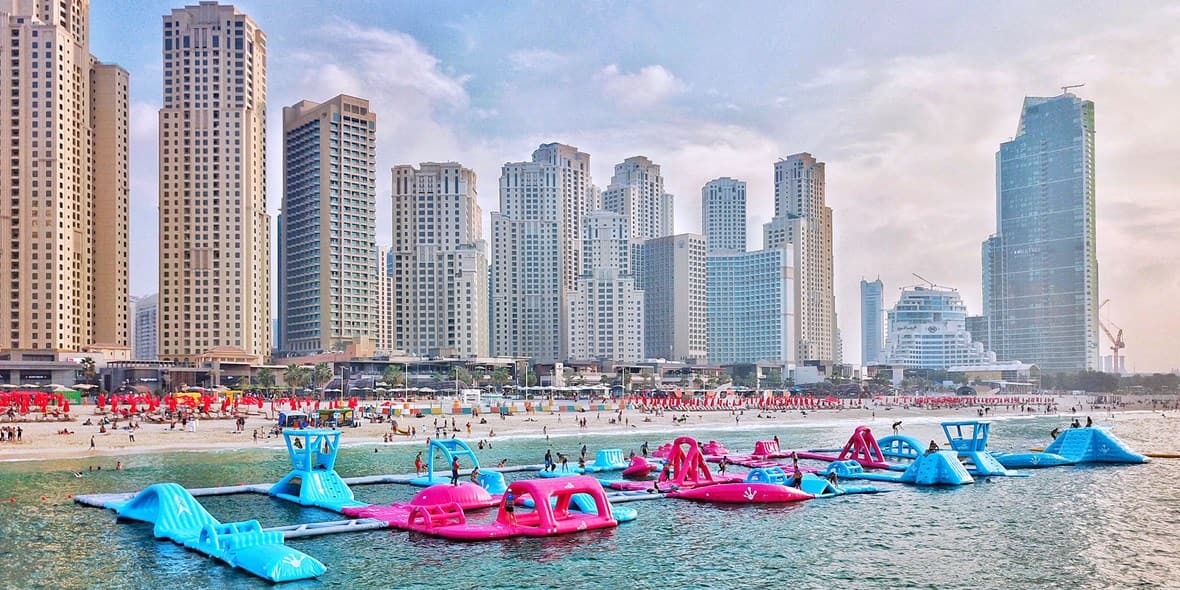 Slippery slides at AquaFun in Dubai