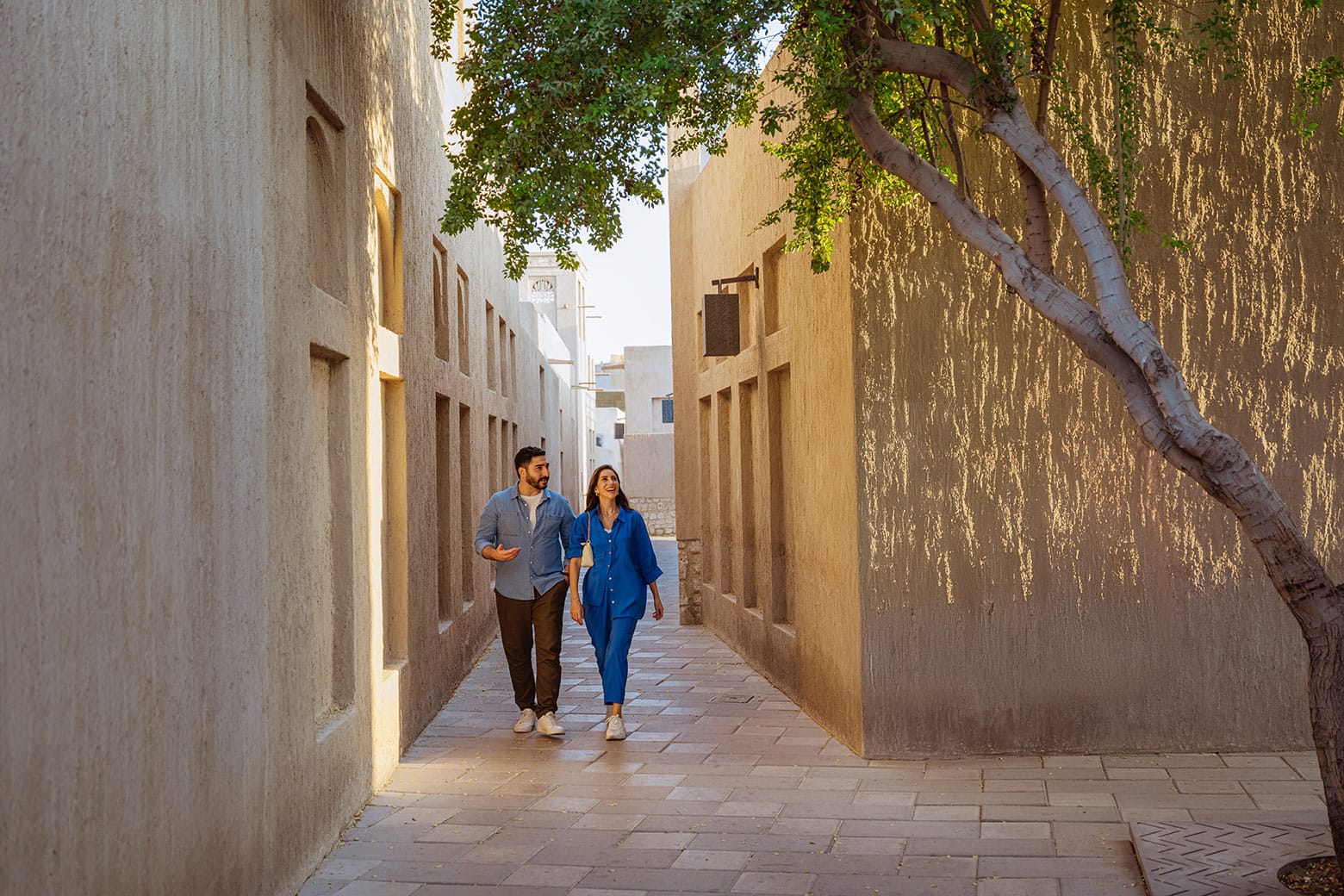 couple walking in dubai
