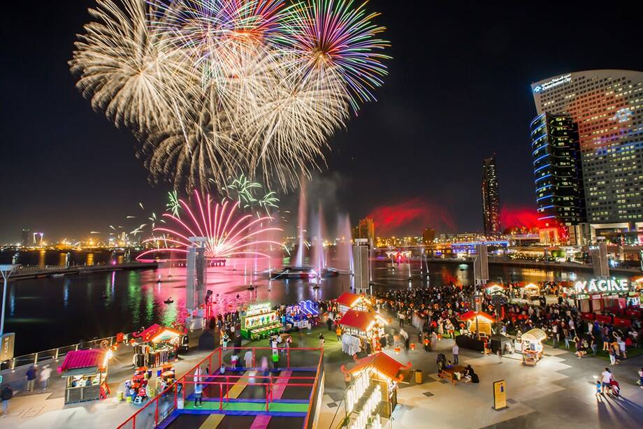 Fireworks at Imagine, Dubai Festival City Mall, during Dubai Summer Surpises in July