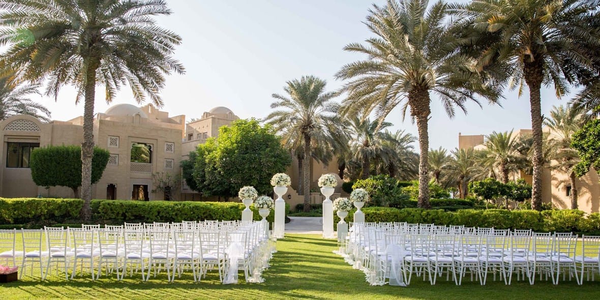 Outdoor wedding venue at One&Only Royal Mirage in Dubai