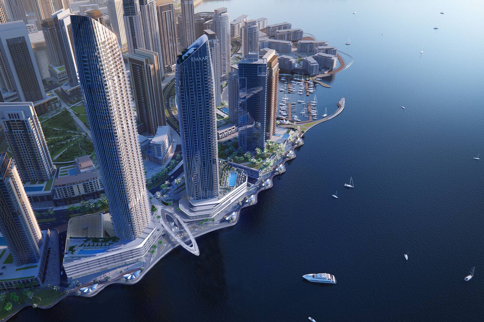 Dubai Creek Harbour buildings top view