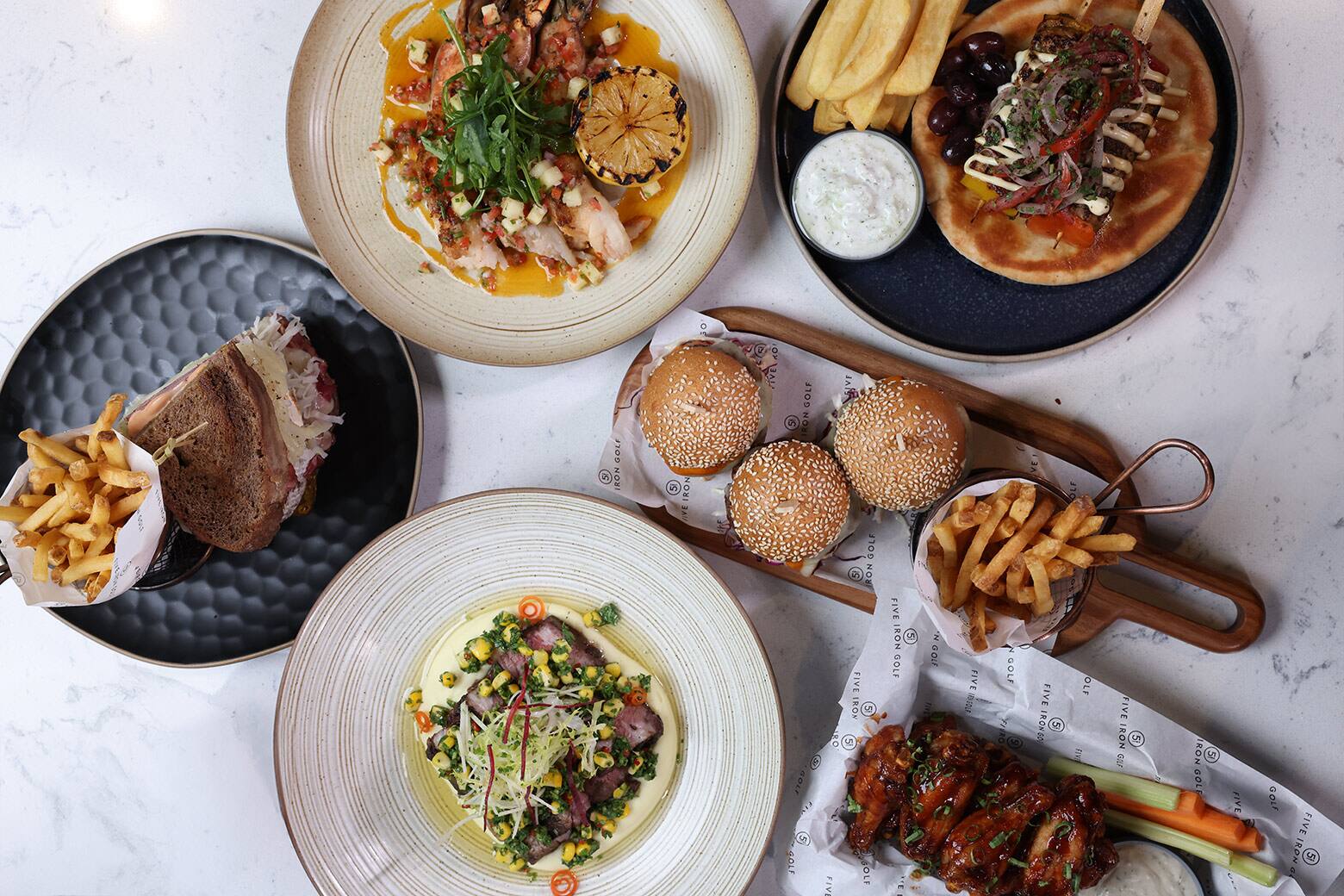 five iron golf dubai food