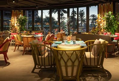 Modern Indian restaurant dining area at Indya by Vineet