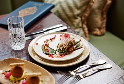Artistically plated fine dining dish at Jamavar restaurant