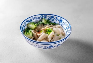 The signature hand-pulled noodles bowl at San Wan Hand Pulled Noodles restaurant