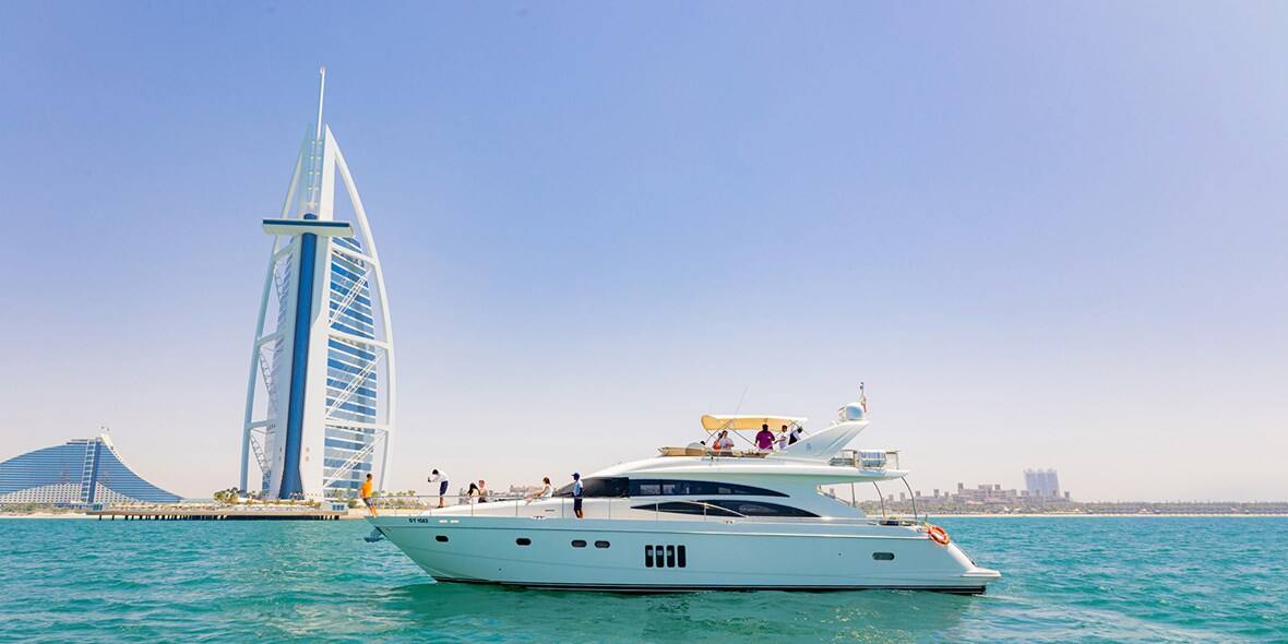 Yacht in water near Burj al Arab