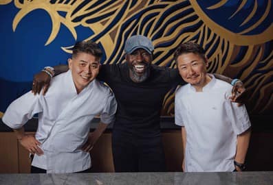 Chef Izu Ani with head chef Akinori Tanigawa and sushi head chef Daihachiro Ebata