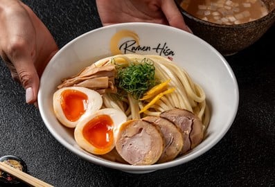 A signature bowl of noodles at Ramen Hisa restaurant