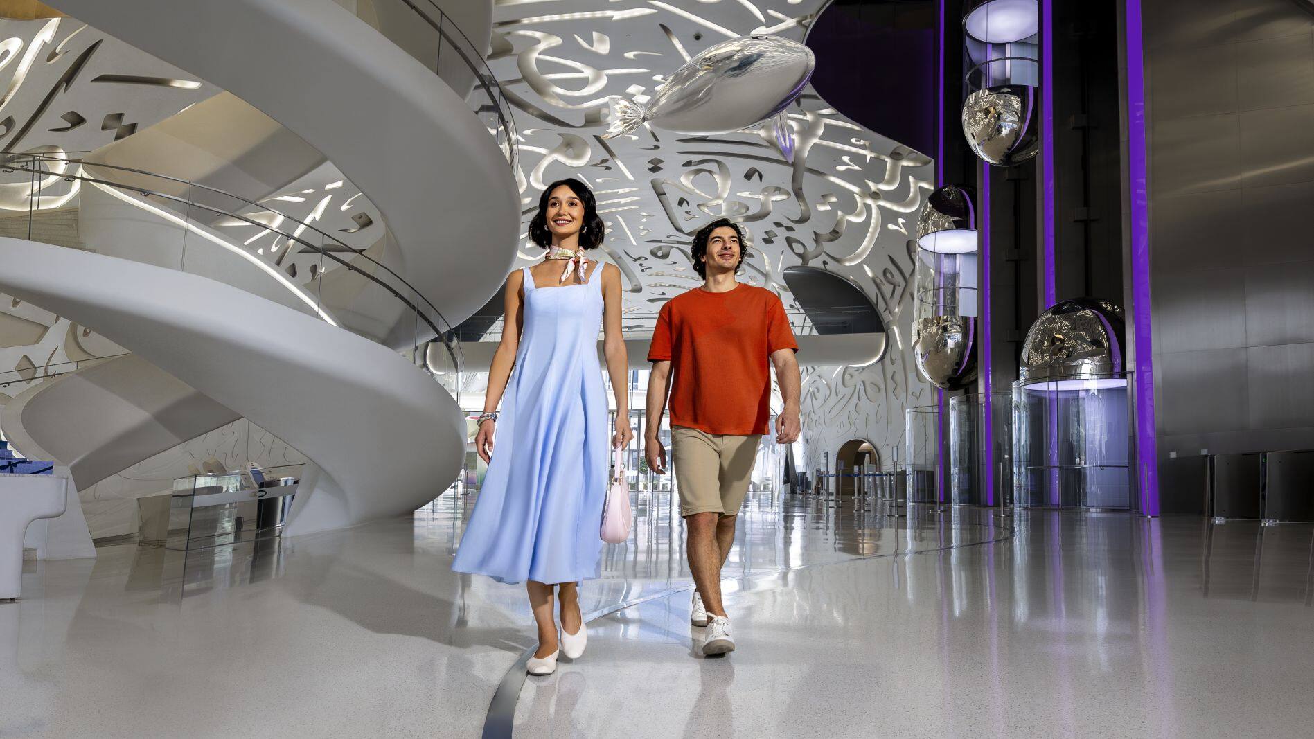 Couple walking through the hall in the MOTF