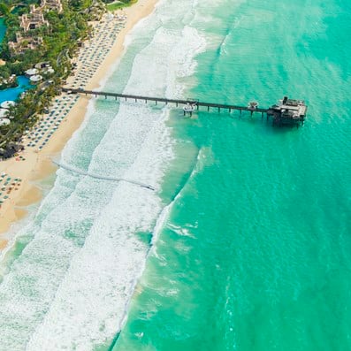 Al Qasr hotel beach view from the sky