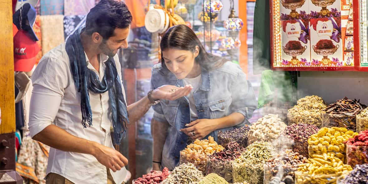 Couple shopping at Dubai Spice Souk