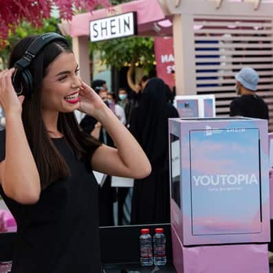 Woman listening on headphones