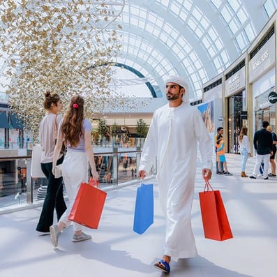 Man shopping in Dubai Hills Mall