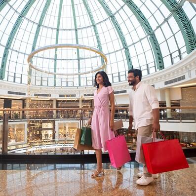 Indian couple shopping in mall