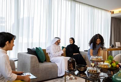 Emirati family in hotel