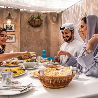 Diners sharing food