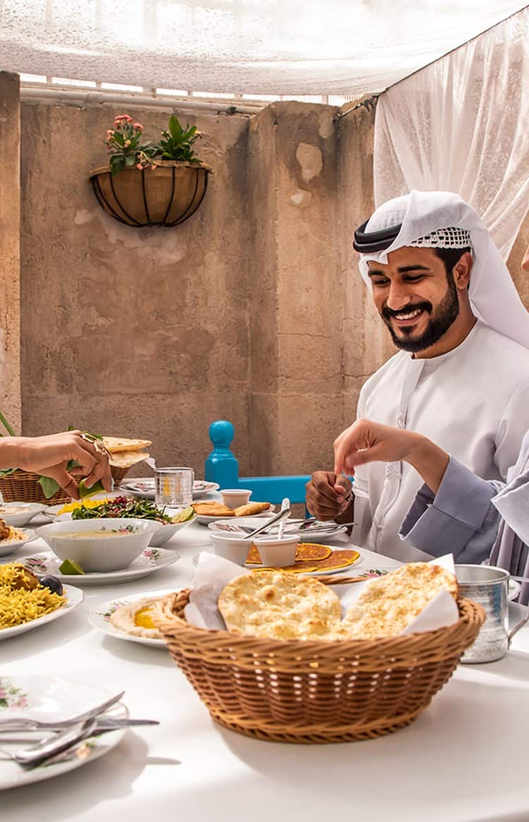 Diners sharing food
