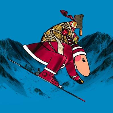 Le pere noel font du ski